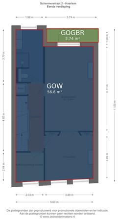 Floorplan - Schermerstraat 2, 2013 ES Haarlem
